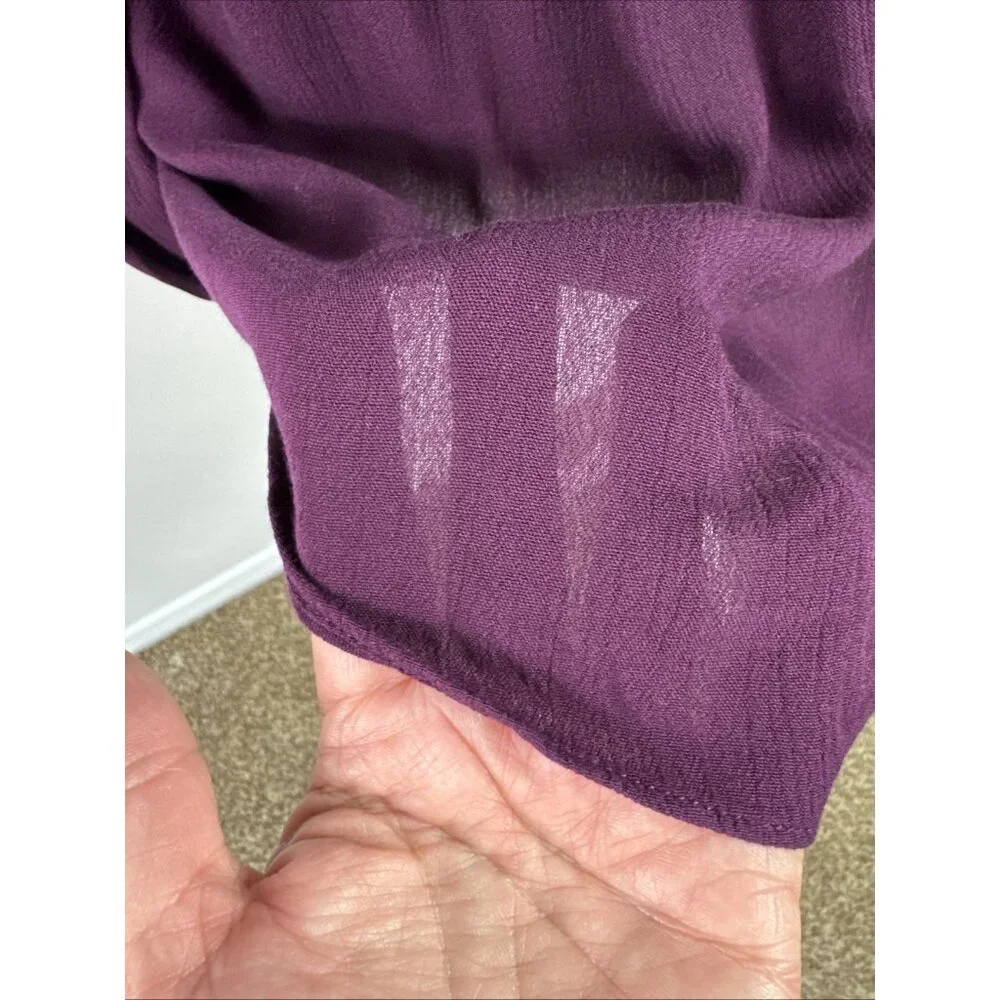 Free People Women M Oversized Square‎ Neck Lace Crepe Blouse Purple NWOT